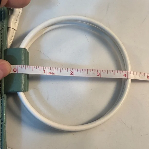 Thacker sea foam green leather Quilted Handbag purse 10” x 8” - Picture 13 of 14